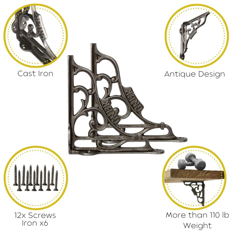Edenic 2pcs Scaffold Board Shelf Brackets - 5x5 Inch Cast