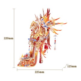 MU Metal Puzzle for Adults Building Cinderella's Glass Slipper Phoenix Red, Shoe of Cinderella 3D Metal Puzzles Model Kits, DIY Toys Xmas Birthday Gifts Home Desk Decor