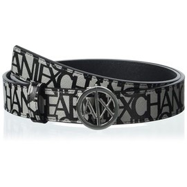 EMPORIO ARMANI Armani Exchange Women's Allover Logo Belt Beige/Black, 80