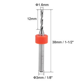 sourcing map PCB Drill Bits 1.6 mm Carbide Rotary Tool Jewellery CNC Engraving Circuit Board Micro Drill 1/8 Inch Shank Pack of 10