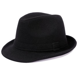 Men Women Classic Manhattan Structured Trilby Fedora Hat (A-Black)