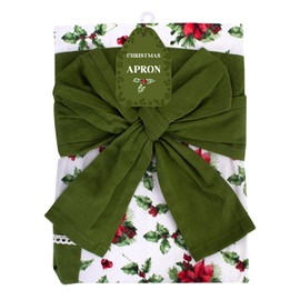 Green And Red Festive Apron Christmas Dinner Cotton With Pockets Holly Range