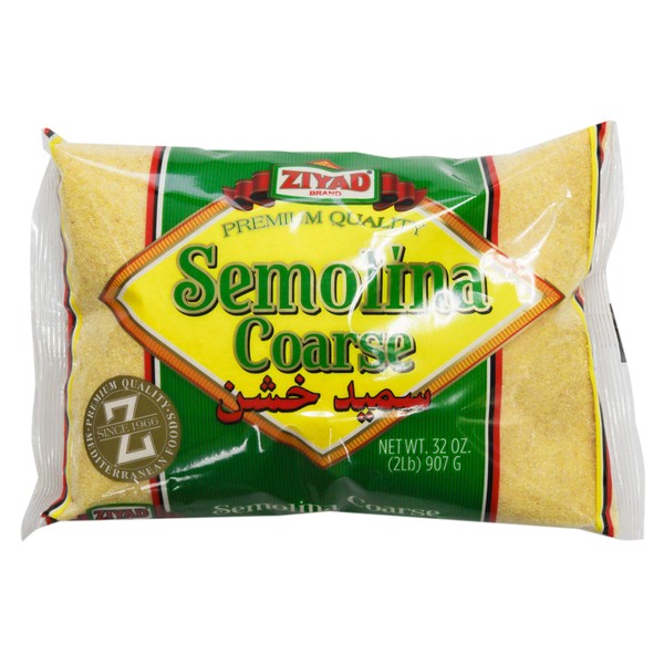 Ziyad Coarse Semolina Wheat, Smeed, Semolina Flour, Perfect for Stews, Soups, Gravy, Baking Breads, Biscuits, Pizza Crust with Low Fat, high Protein, High Fiber! 32oz