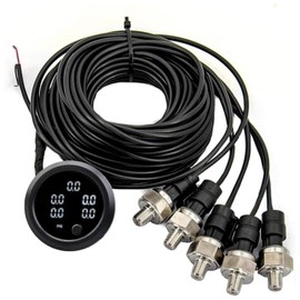 ZHSYMX Car Five White Display Air Suspension Pressur Gauge 2inch 52mm Air Ride Air Pressure Gauge 220PSI with with 5PCS 1/8NPT Sensors