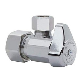 BrassCraft G2CR19X C1 1/2 in. NOM Comp Inlet x 3/8 in. OD Compression Outlet Chrome Plated Brass 1/4 Turn Angle Valve - 3 Pack