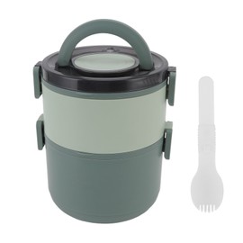 Stackable Lunch Box 1600ml Dual Layers Stainless Steel BPA Free Heat Preservation Durable Bento Box for Office Travel Green