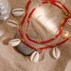 MUYAN Boho Shell Ankle Bracelet for Women Red Long Beaded