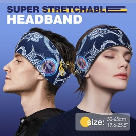 Sleep Headphones,Eye Mask Wireless Headband Headphones, Sports Headband Built-in Mic Bluetooth Headphone with HD Stereo Speakers Cool Tech Gadgets Fashion Item Over-Ear Earbuds Birthday Gifts-Blue