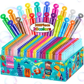300Pack 20Colors Neon Mini Bubble Wands,Bath Time,Summer Outdoor for Girls Boys,Party Favors Toys for Kids Child,Christmas Celebration,Easter Stuffer, Wedding,Thanksgiving New Year,Classroom Gifts
