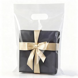 KEEPARTY 60 Clear Plastic Bags With Handles 12"x15" Perfect for Retail and Merchandise Clear Gift Bags for Boutiques and Small Businesses Gift and Trade Show Thank You Bags