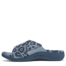 VIONIC Women's Relax Ii Open Toe Slippers, Blue Multi Woven Fabric, 9