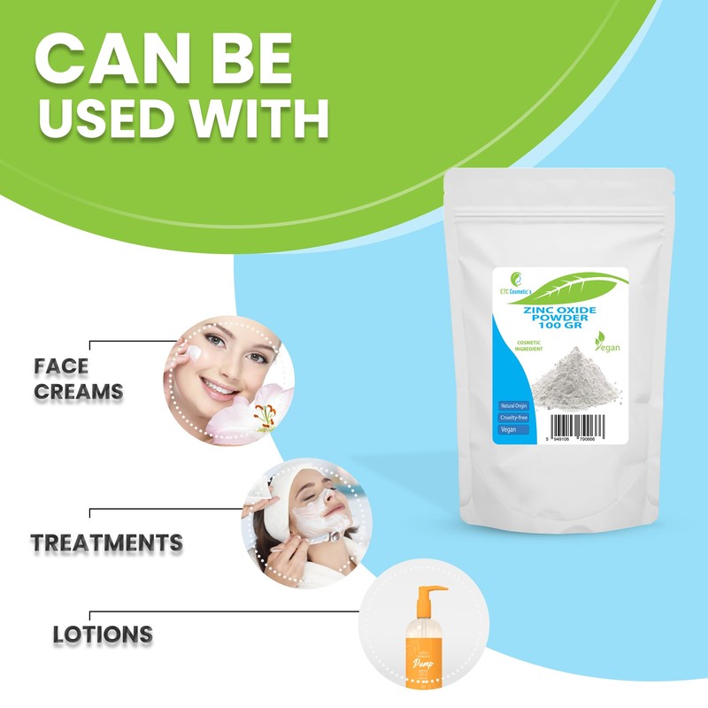Zinc Oxide Powder - 100 gr - Cosmetic Ingredient, high