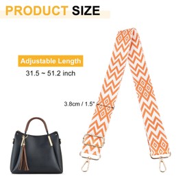 PATIKIL 55in Purse Straps Replacement Crossbody, Bag Straps Crossbody Universal Adjustable Canvas Bohemian for Purses Handbags Guitar, Orange
