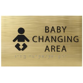 ADA CENTRAL SIGNS - 6" X4" Baby Changing Area Sign | Tactile Graphics Grade 2 Braille Text Baby Care Sign| ADA Compliant Wall Mount Plastic Restroom Sign for Hospital, Offices, Clinics and Apartments