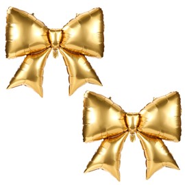 2pcs Large Bow Balloons, Bow Themed Party Decorations Elegant Coquette Balloons for Coquette Birthday Wedding Engagement Party Decoration (gold)