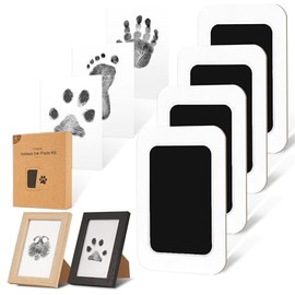 Inkless Paw Print Kit for Dogs,Cats & Babies - Clean Touch Dog Nose & Baby Handprint Kit,Mess Free Dog Paw Print Kit,4-Pcs Ink Pads & 2 Wooden Frames - Keepsake Gifts for Pet Lovers,New Moms
