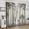 Deer Blackout Curtain,Grey Misty Forest Rustic Wildlife Moose Mountain Elk