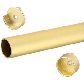 Premium 1 5/16 Inch Diameter Round Wardrobe Tube Closet Rod with End Supports (Matte Brass, Custom 10"-48" Wide Space)