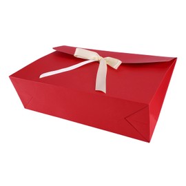 10Pcs Large Envelope Gift Box Present Bag, Cardboard Gift Box 29 * 20 * 9 cm with Lid & Satin Decorative Ribbon, Textured Christmas Birthday Present Boxes for Dress, Shirt, Scarf, Book, Accessories