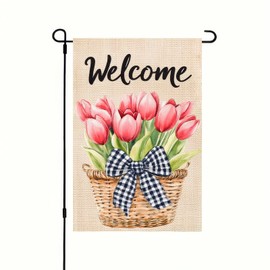 BlissYard Spring Floral Garden Flag Tulips Garden Decoration Supplies 12x18 Inch Double Sided Flag Farmhouse Holiday Outside Seasonal Decor Seasonal Flower Yard Flags