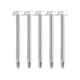 IMScrews 100pcs #8 x 2" Stainless Hex Washer Head Self Drilling Screws, 410 Stainless Steel Full Thread Sheet Metal Tek Screws