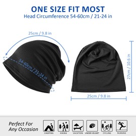 2 Pieces Cooling Skull Cap, Breathable Slouchy Stylish Beanie for Running and Cycling, Lightweight Unisex Sport Caps for Men Women Summer, Black