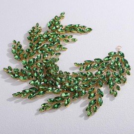Lenjicons Luxuries Green Rhinestone Hair Vine Large Wedding Hair Vine Handmade Headpiece with Rhinestone Bridal Hairpiece for Women Bridal Headband for Wedding Party