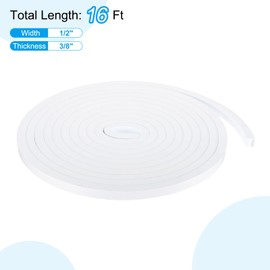 PATIKIL Weather Stripping Door Seal Strip, 1/2 Inch x 3/8 Inch x 16 Ft Self Adhesive Soundproof High Density Foam Tape Insulation for Door Window Air Conditioning, White