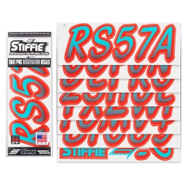 STIFFIE Whipline Candy Blue/Lava Red 3" Super Sticky Boat & PWC Registration Decals • Numbers Letters Stickers