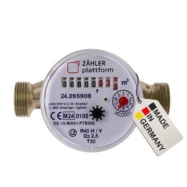 Zähler plattform Cold Water Meter, Single-Jet, Rated Flow Qn 1.5, Connection 3/4 Inch, Length 110 mm, Calibration 2021 Valid up to 2027, Surface-Mounted Water Meter