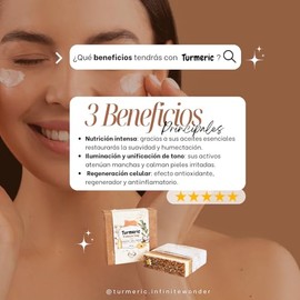 Turmeric Premium Soap. Jabón de cúrcuma esencial, 100% orgánico, artesanal y vegano. Barra humectante para todo tipo de piel. Cara y cuerpo. Regalo ma