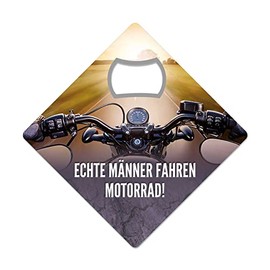 KM007 Kult-Magnetic Opener Bottle Opener Coaster Real Men Driving Motorcycle 9 x 9 cm