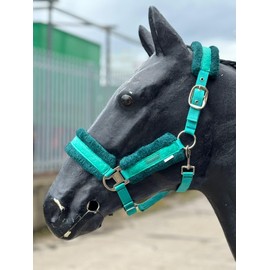 Equipride STAR SHINY HEADCOLLAR WITH LITTLE BLINGY STARS FAUX FUR LINED (Full, Green)
