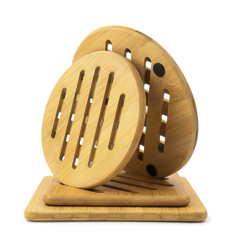 Efbock Bamboo Trivet, Home Kitchen Bamboo Hot Pads Trivet, Heat