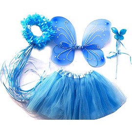 Tante Tina Girls’ Butterfly Fairy Costume, 4-Piece Set Includes Fairy Wings / Butterfly Wings, One Size