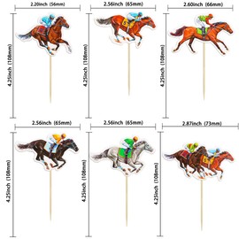 Gyufise 36Pcs Horse Cupcake Toppers Kentucky Derby Decorations Clothing Jockey Horse Racing Derby Toothpicks Run for the Rose Cupcake Picks for Kentucky Party Supplies