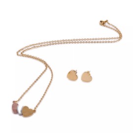 Unbranded Stainless Steel Set Earring Pendant Necklace Heart Multi-color 18.5" P765