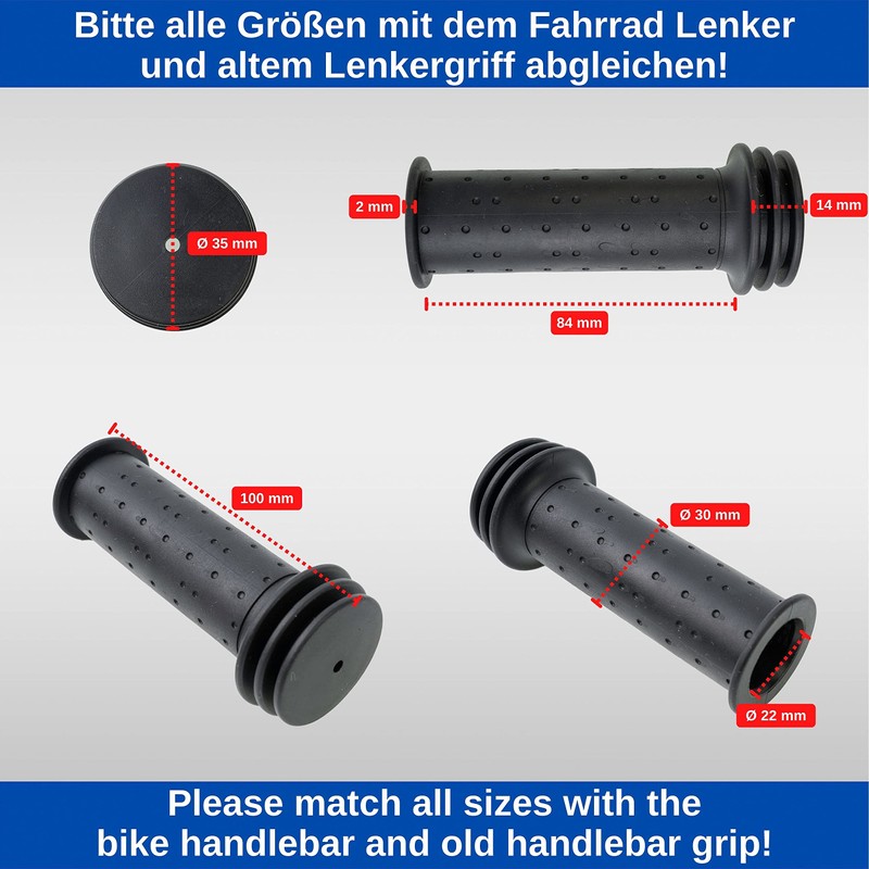 Bicycle Grips Set, 1 Pair Left Right in Black, for