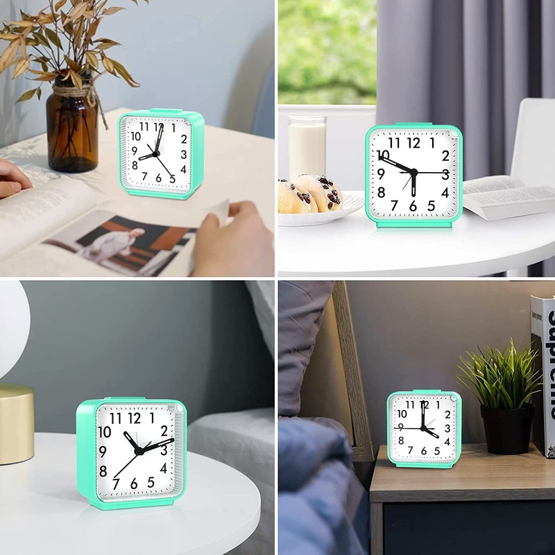 AMIR Analog Alarm Clock, Silent Non Ticking Small Clock, Travel