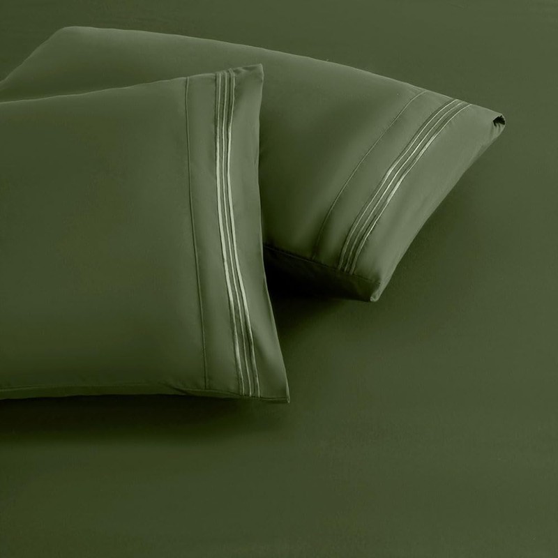 2 Pack Standard Pillow Cases, Microfiber Pillowcases Dark Olive Green