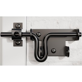 Hillmaster Slide Bolt Gate Latch for Wooden Fence Door Lock With Padlock Hole, Heavy Duty Sliding Lock, Black Barrel Bolt Latches Hardware for Wood Vinyl Fence Barn Shed