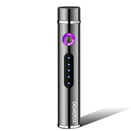 YOZWOO Electronic Lighter Rechargeable Plasma Arc Lighter Electronic Cute Mini Lighter Portable Cylindrical Charging Lighter Box for Men and Women(Ice Black)