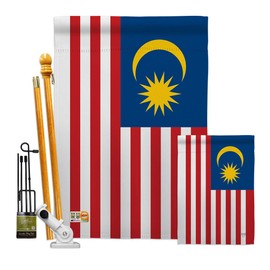 Breeze Decor FK108259-BO Malaysia World Nationality Decorative Vertical Kit, House & Garden Flags Set w/Flagpole, Multi-Color