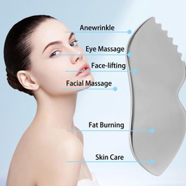 Gua Sha Stainless Steel, Gua Sha Facial Tools for Lymphatic Drainage -Guasha Scraping Massage Tool for Face Tighten Skin Reduce Puffiness