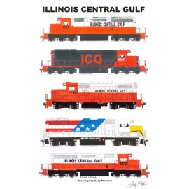 Illinois Central Gulf Locomotives 11"x17" Railroad Poster Andy Fletcher signed
