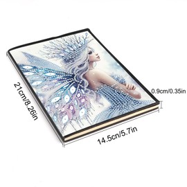 JISHSHAY Diamond Art Notebook Journal Diamond Painting Note Book Gem Art Sketchbook Gem Painting Diary Mosaic Kits for Adults Blank Notebook with Special Shaped 14.5×21cm/5.7×8.26in Elf Fairy