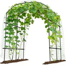 Tall Garden Arch Trellis for Climbing Plants, 87in Tall Metal Plant Support Trellis Archway for Climbing Plant Vegetables Cucumber, Outdoor Yard Lawn Garden Arch Tunnel Trellis