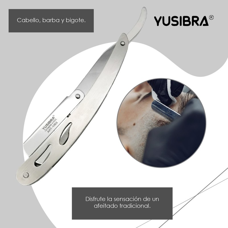 Yusibra Porta Navaja de Barbero, Acero Inoxidable, Afeitar,Calidad Profesional Acero