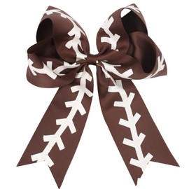 Softball Cheer Bows hair Tie Softball Hair Accessories Perfect Softball Player Gift.(FQ7) (Brown)