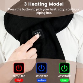 POKUSI Heated Scarf for Women Wen, Eletric Heated Scarf with 5000mAh Rechargeable Battery, 3 Levels Temperature Control, Warm Scarves for Winter Birthday Christmas Fashion Gifts